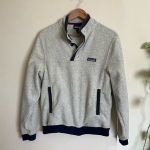Patagonia Men’s Shearling Button Fleece Pullover Tan/Blue size XS